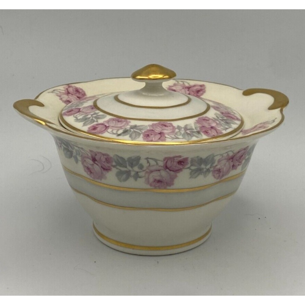 Theodore Haviland‎ New York Rosemont Sugar Bowl w/ Lid Pink Roses {sh18}
